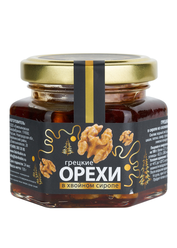 Грецкий орех в сиропе из сосновой шишки, 130 г